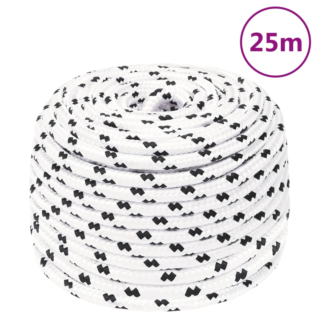 Pleteni brodski konop bijeli 6 mm x 25 m poliesterski