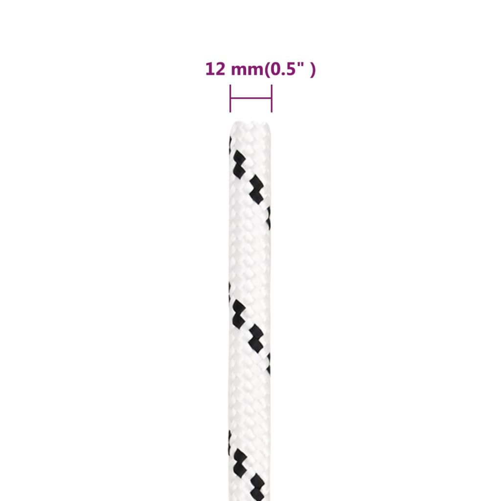 Pleteni brodski konop bijeli 12 mm x 25 m poliesterski