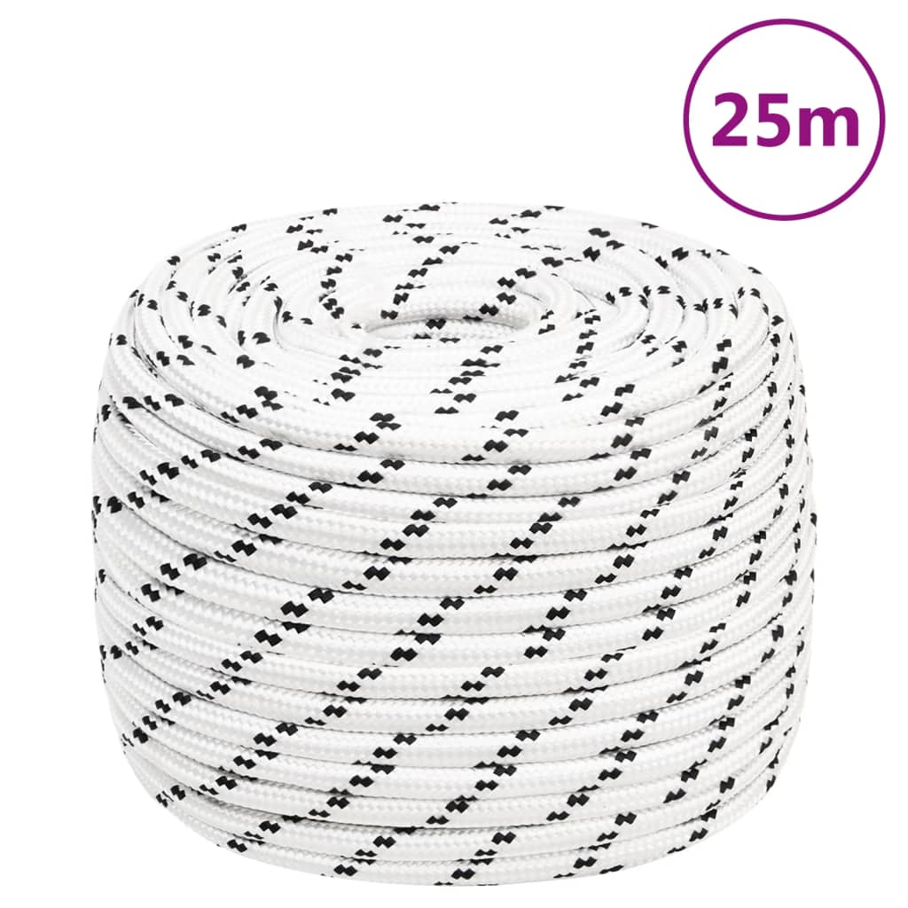 Pleteni brodski konop bijeli 12 mm x 25 m poliesterski