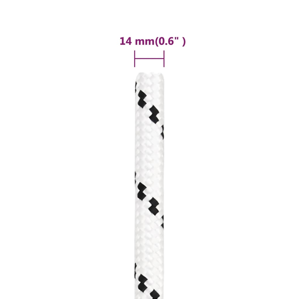 Pleteni brodski konop bijeli 14 mm x 25 m poliesterski