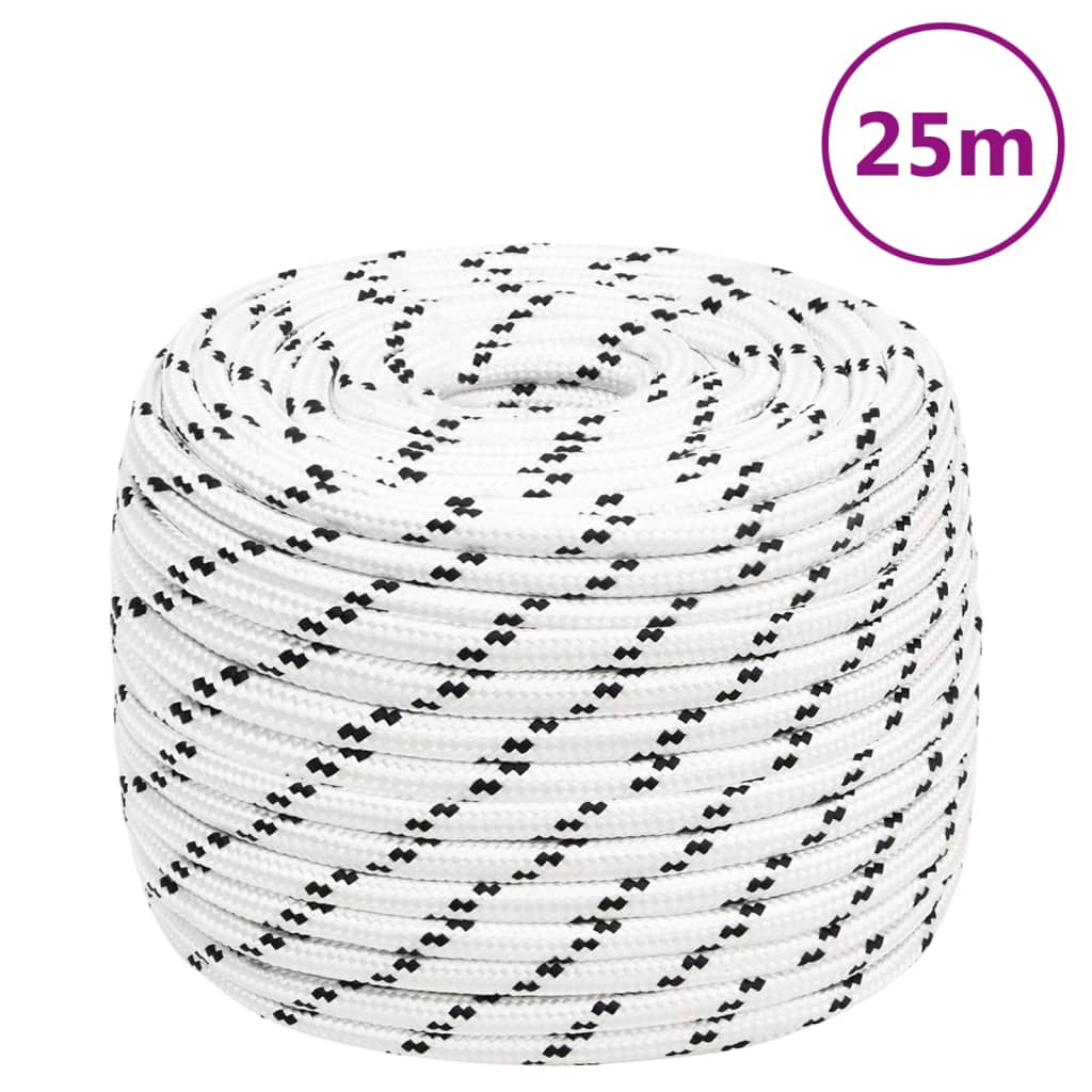 Pleteni brodski konop bijeli 14 mm x 25 m poliesterski