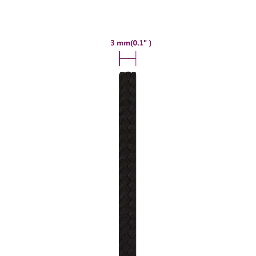 Radno uže crno 3 mm 250 m poliestersko
