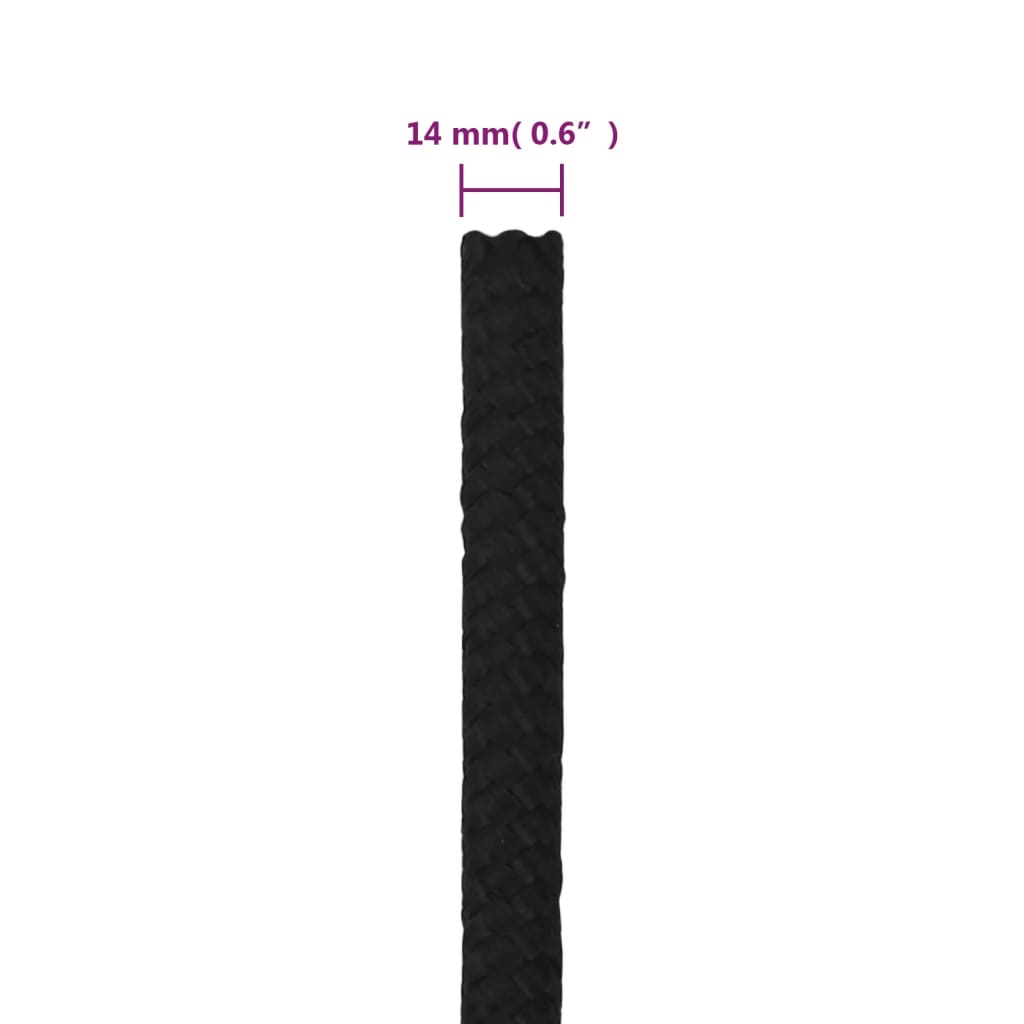 Radno uže crno 14 mm 25 m poliestersko