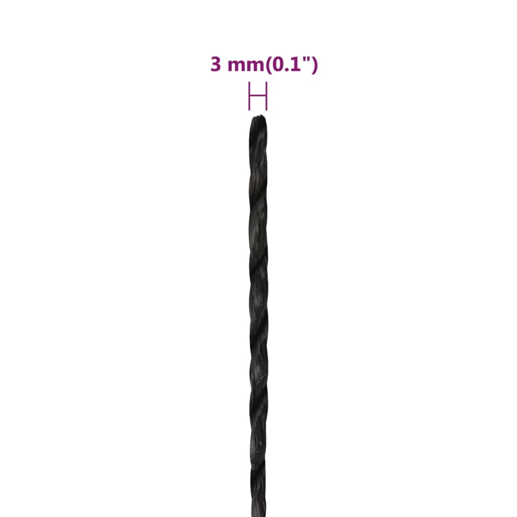 Radno uže crni 3 mm 250 m od polipropilena