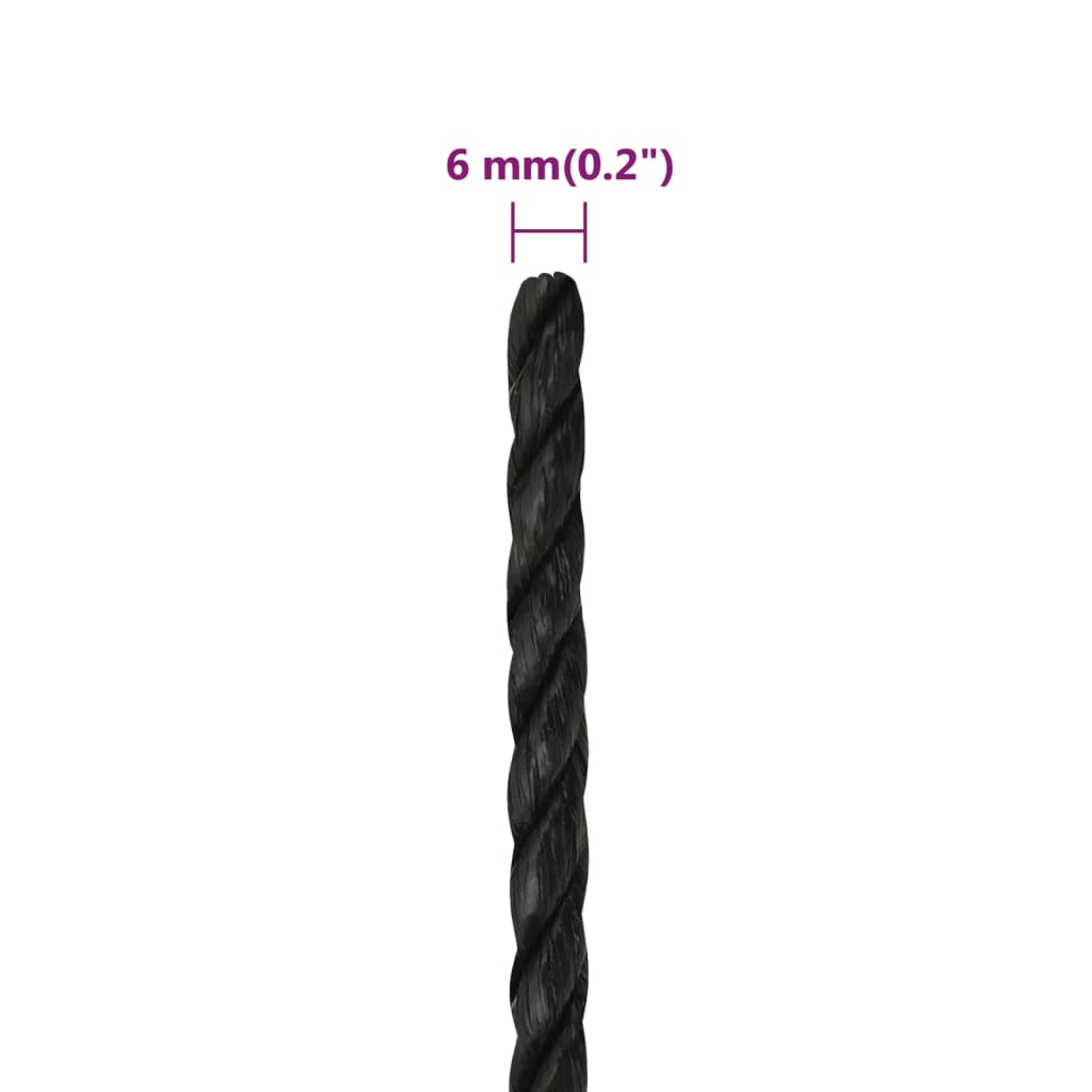 Radno uže crni 6 mm 250 m od polipropilena