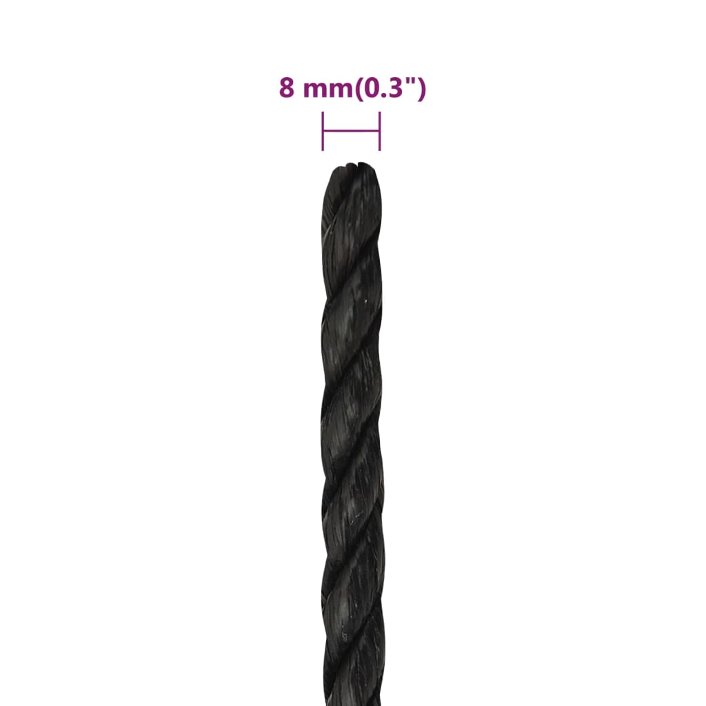 Radno uže crni 8 mm 50 m od polipropilena