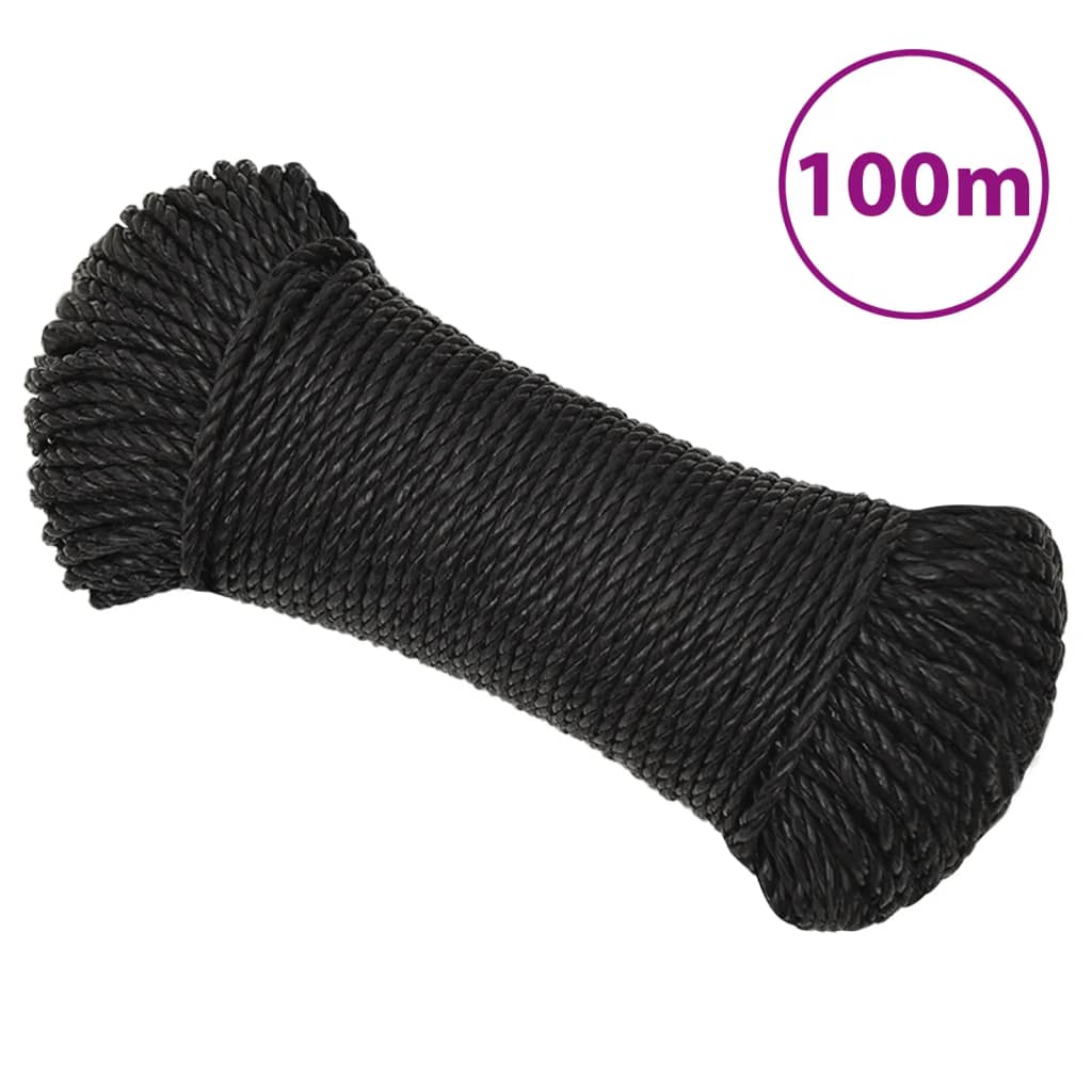 Radno uže crno 8 mm 100 m od polipropilena