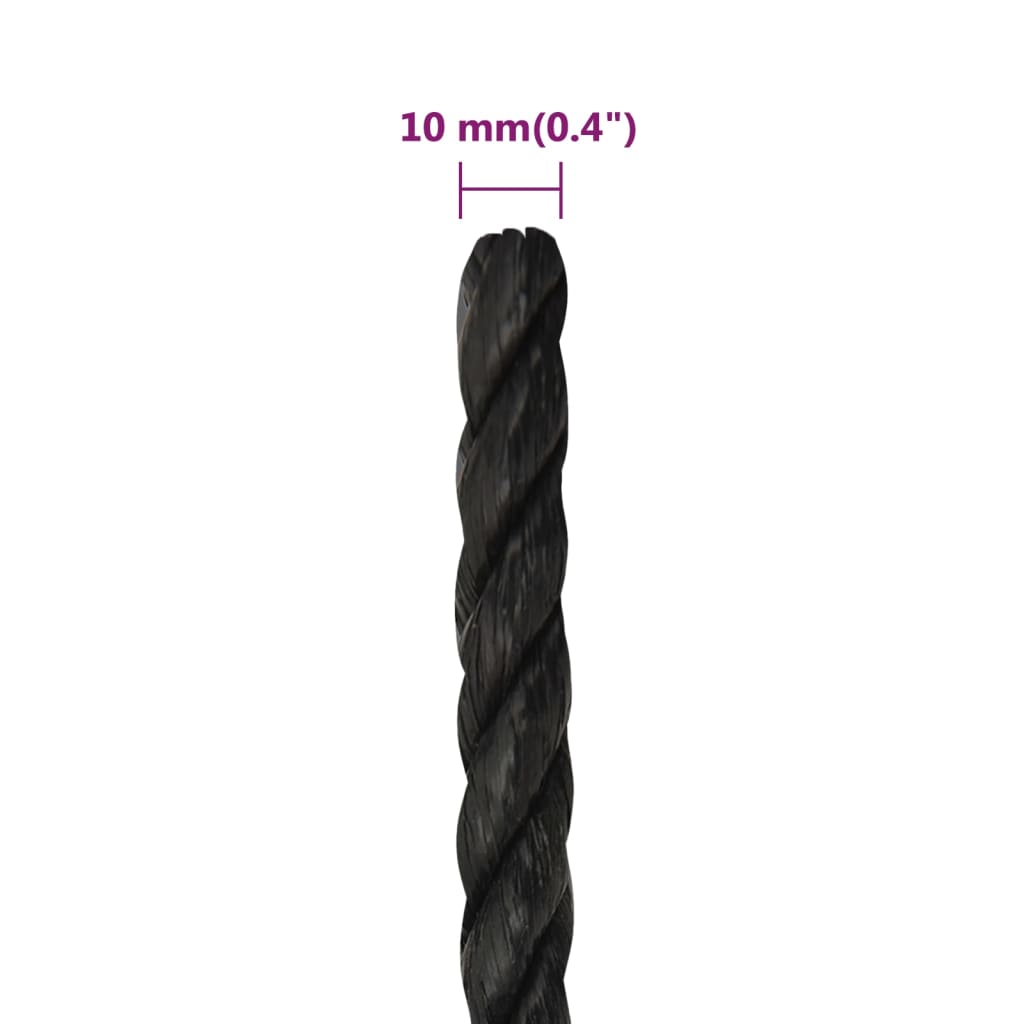 Radno uže crno 10 mm 25 m od polipropilena