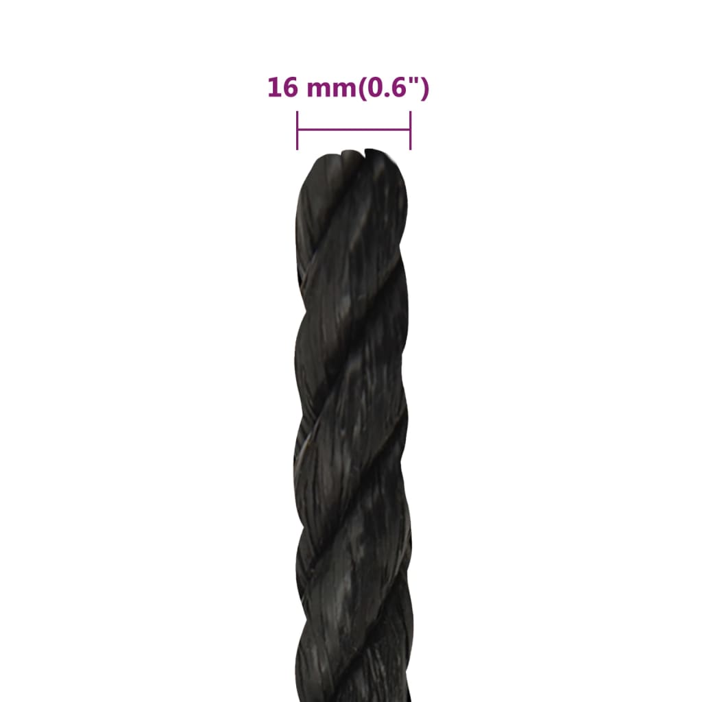 Radno uže crni 6 mm 250 m od polipropilena