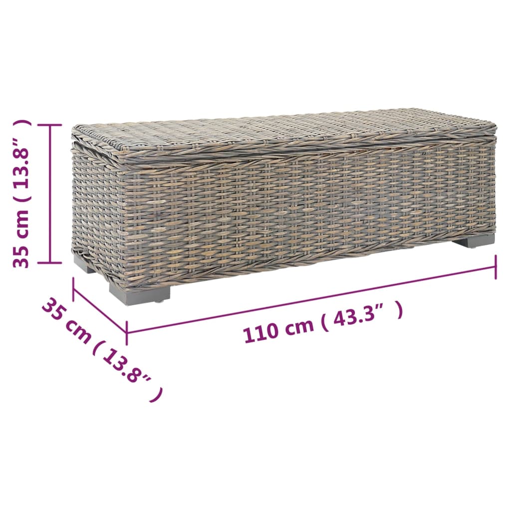 Kutija za pohranu siva 110 cm od prirodnog ratana kubu i mahagonija