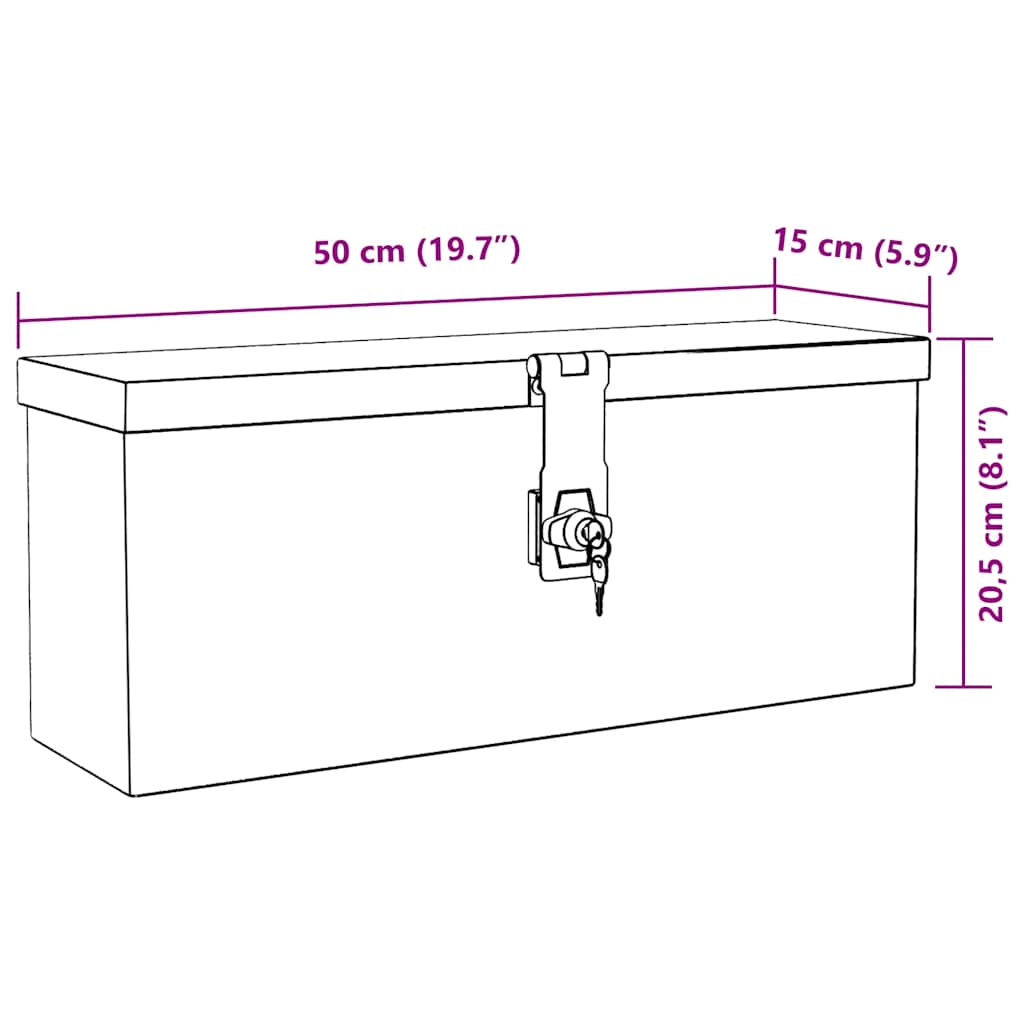 Kutija za pohranu crna 50x15x20,5 cm aluminijska