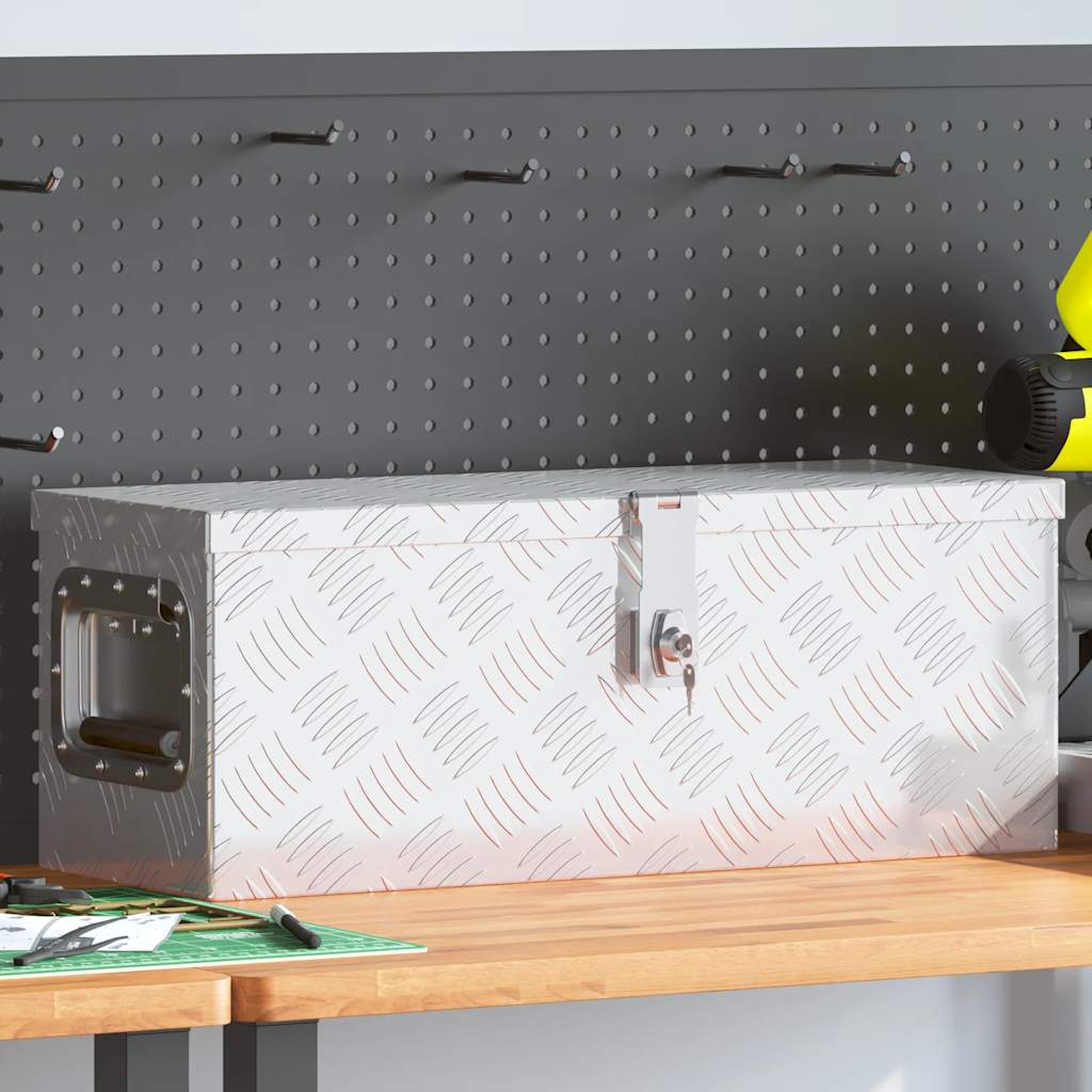 Kutija za pohranu srebrna 60 x 23,5 x 23 cm aluminijska