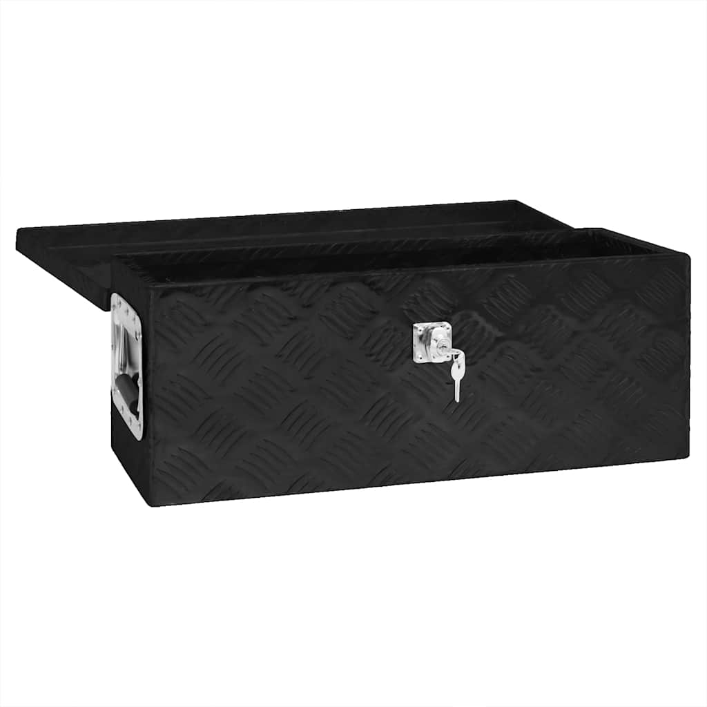 Kutija za pohranu crna 60 x 23,5 x 23 cm aluminijska