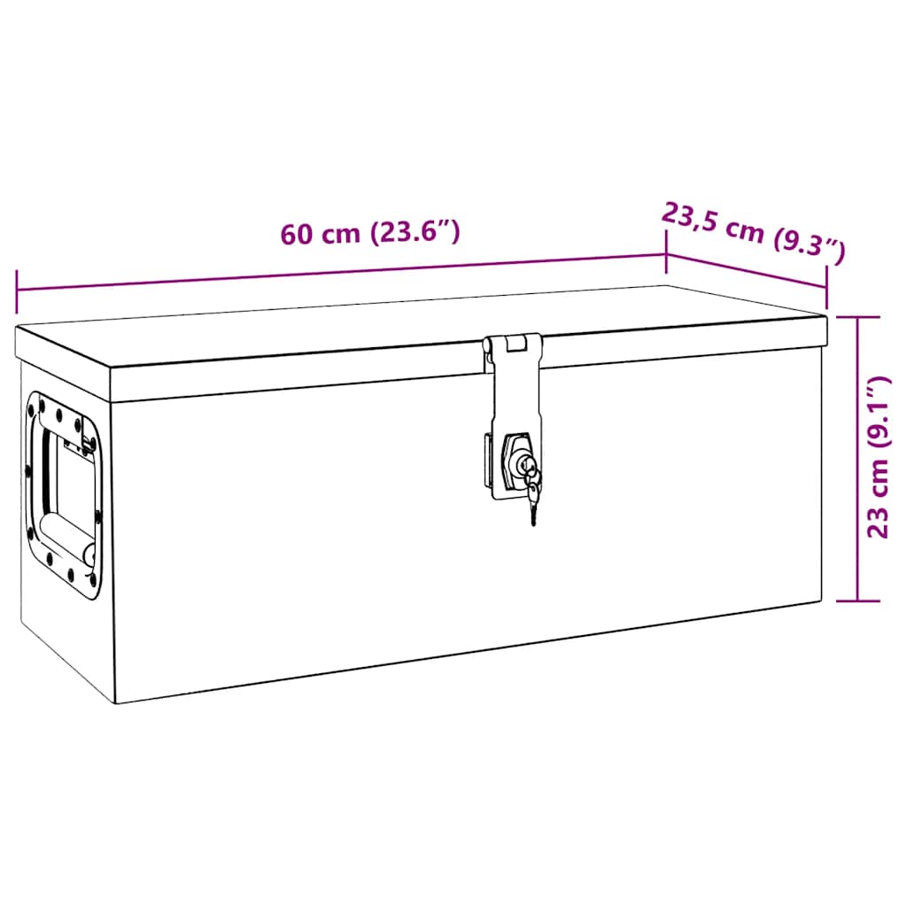 Kutija za pohranu crna 60 x 23,5 x 23 cm aluminijska