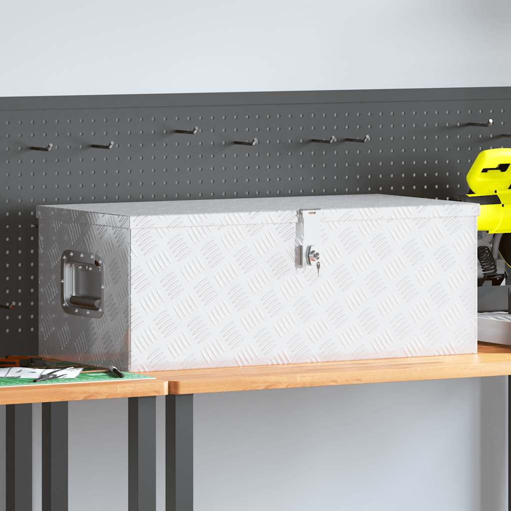 Kutija za pohranu srebrna 80 x 39 x 30 cm aluminijska