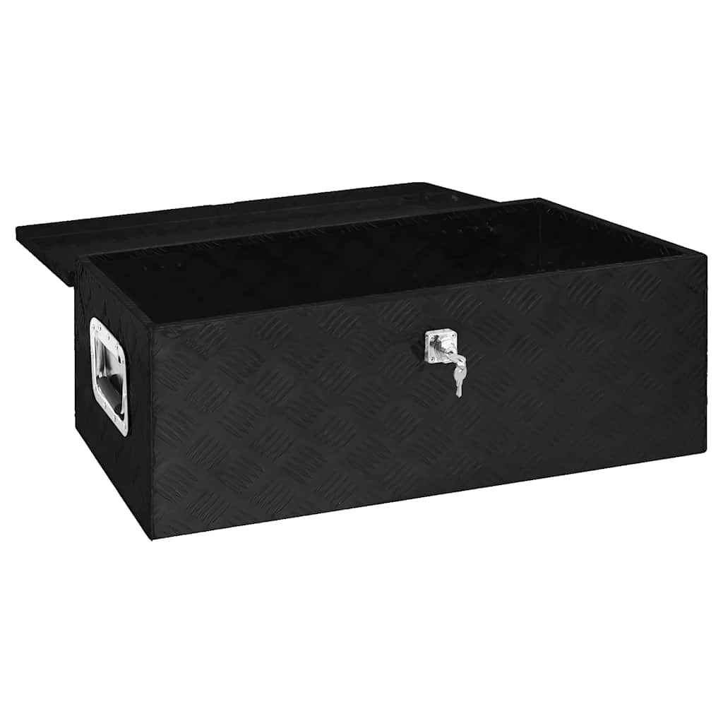 Kutija za pohranu crna 80 x 39 x 30 cm aluminijska
