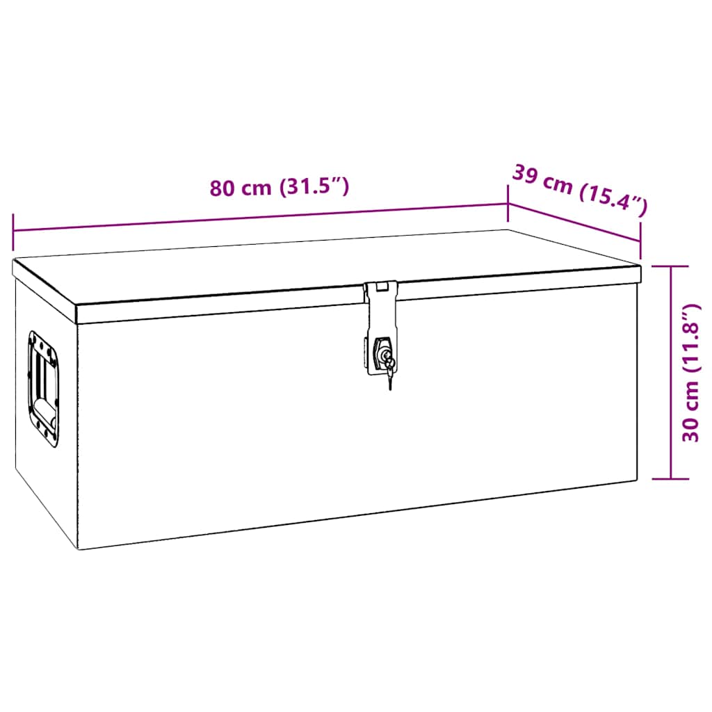 Kutija za pohranu crna 80 x 39 x 30 cm aluminijska