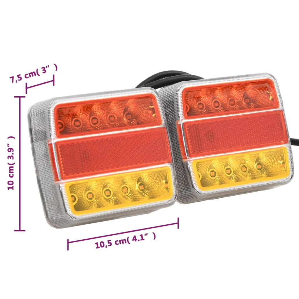 Svjetla za prikolicu 2 kom crvena 10,5 x 7,5 x 10 cm 12 V LED