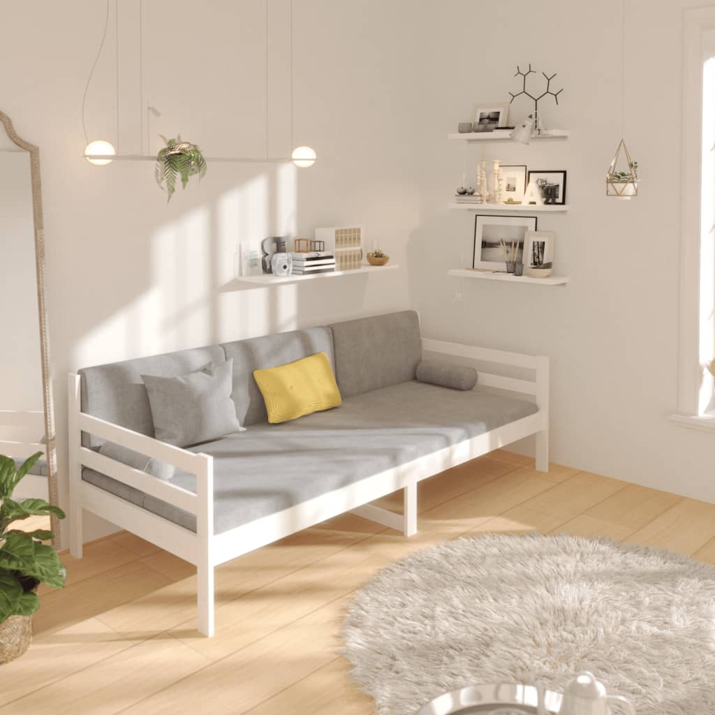 Dnevni krevet bez madraca bijeli 80 x 200 cm masivna borovina