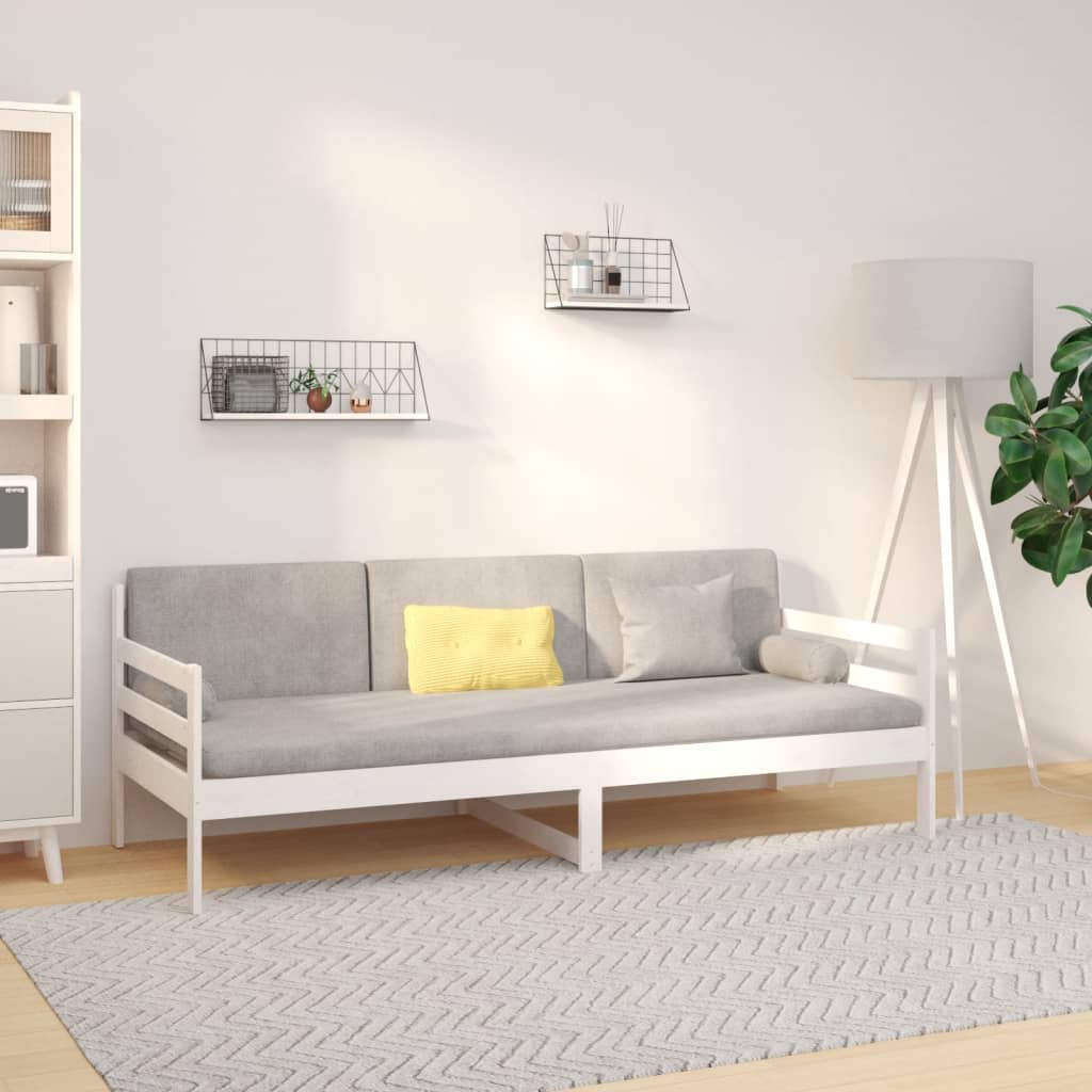 Dnevni krevet bez madraca bijeli 80 x 200 cm masivna borovina