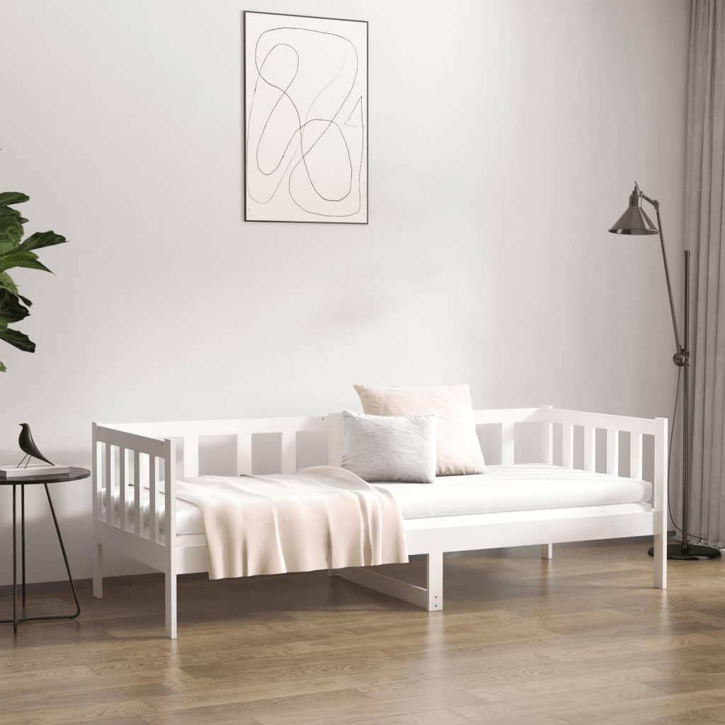 Dnevni krevet bez madraca bijeli 80 x 200 cm masivna borovina