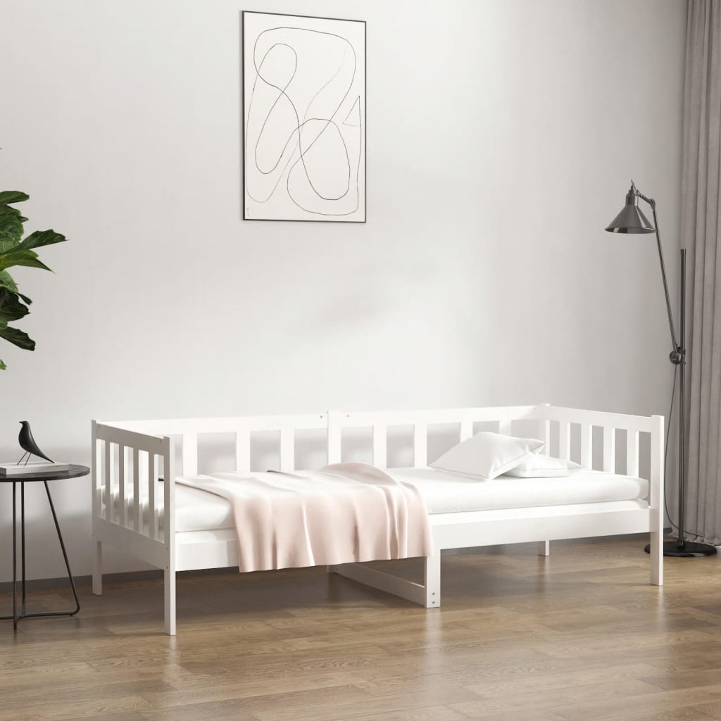 Dnevni krevet bez madraca bijeli 80 x 200 cm masivna borovina