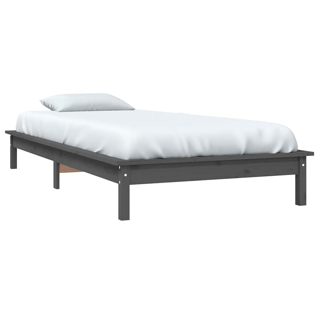 Okvir za krevet sivi 90 x 200 cm od masivne borovine