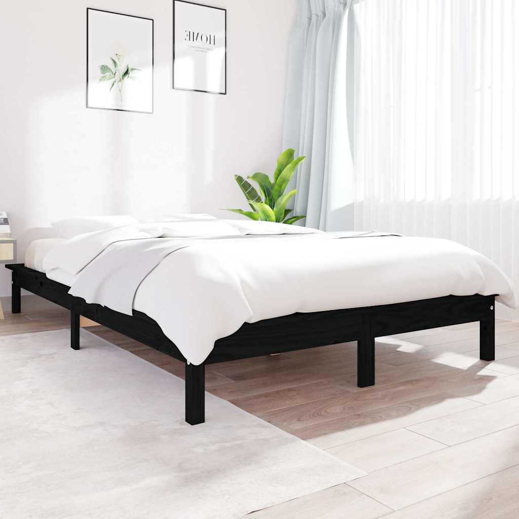 Okvir za krevet crni 120 x 200 cm od masivne borovine