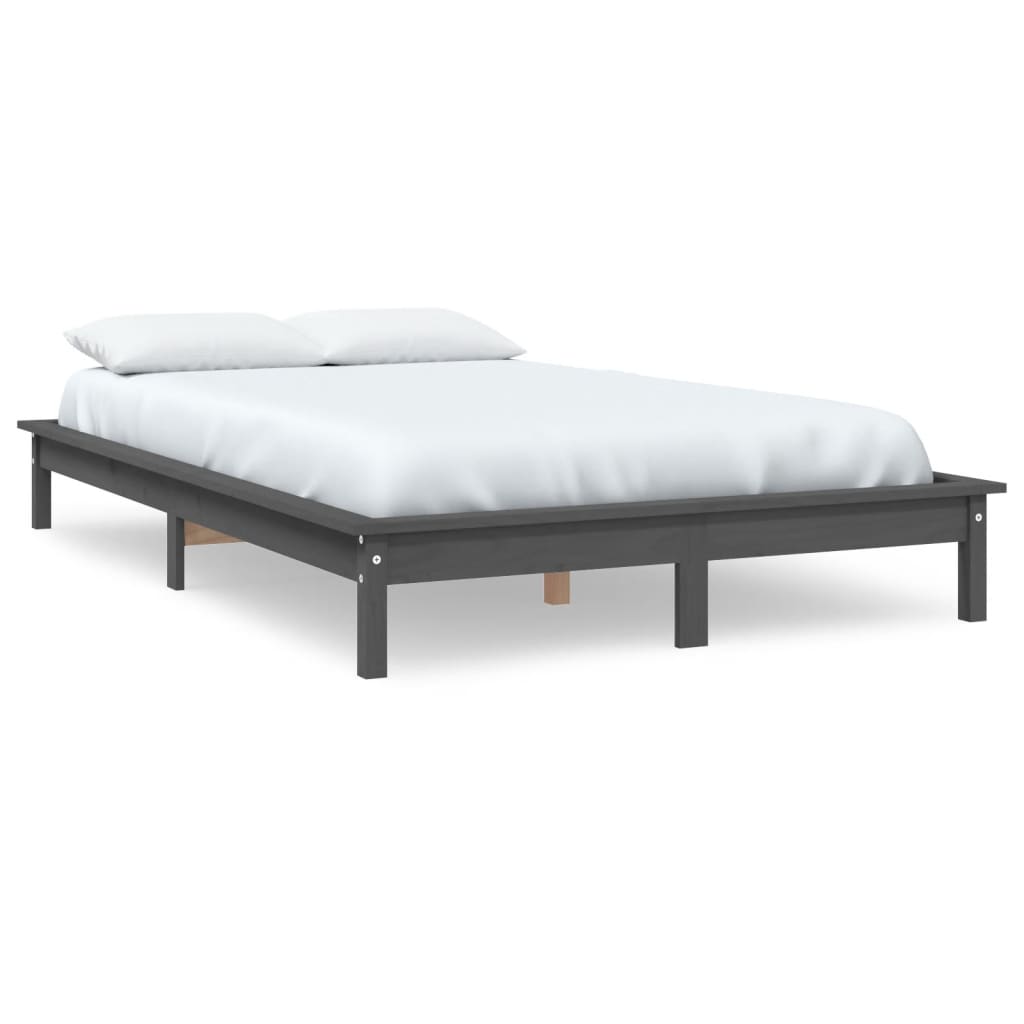 Okvir za krevet sivi 150x200 cm od masivne borovine bračni