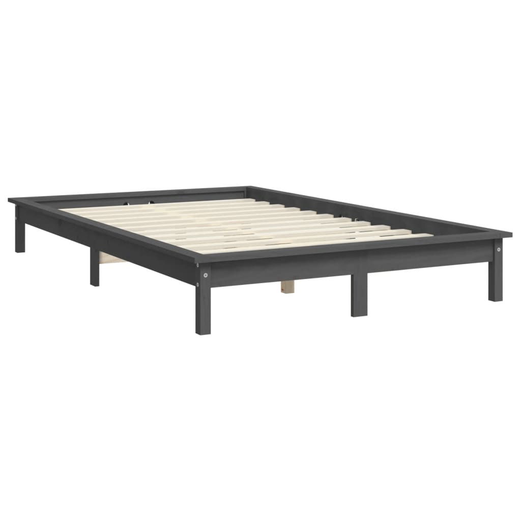Okvir za krevet sivi 150x200 cm od masivne borovine bračni
