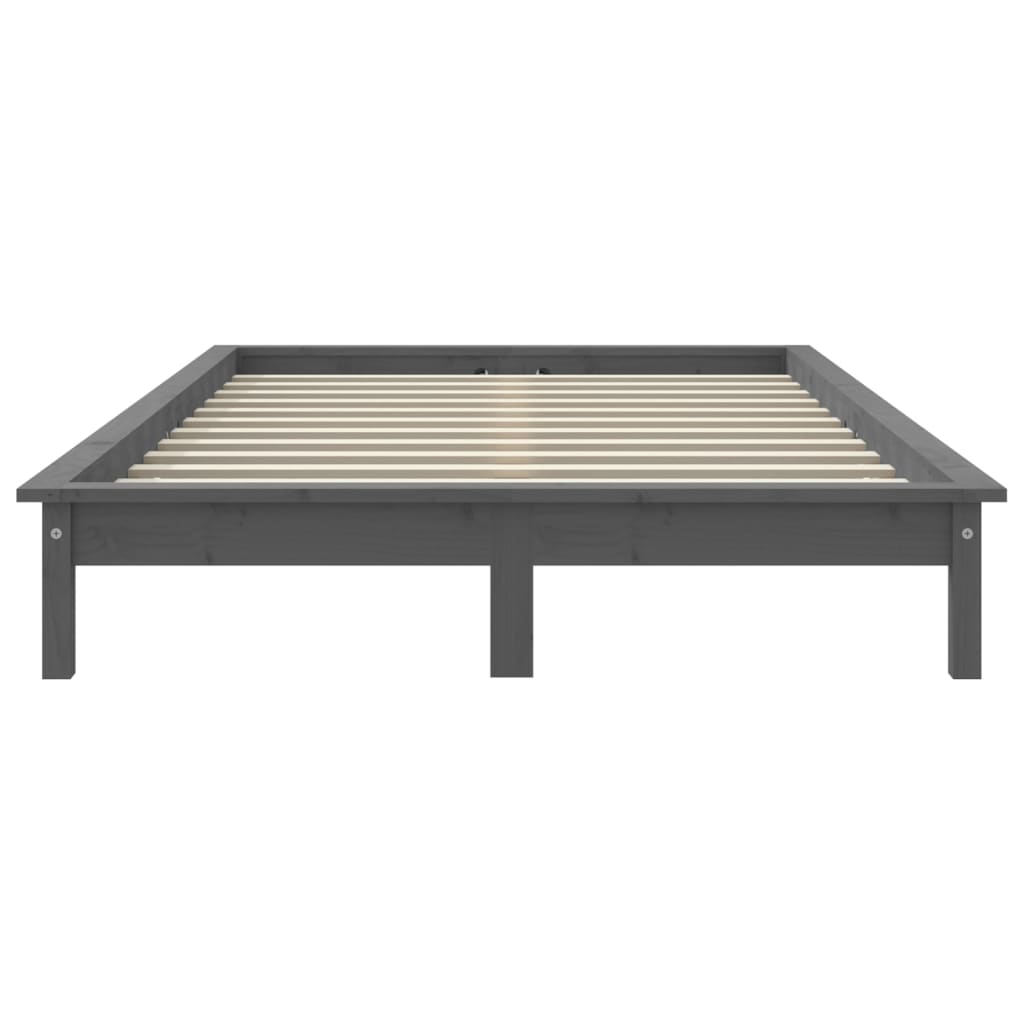 Okvir za krevet sivi 150x200 cm od masivne borovine bračni