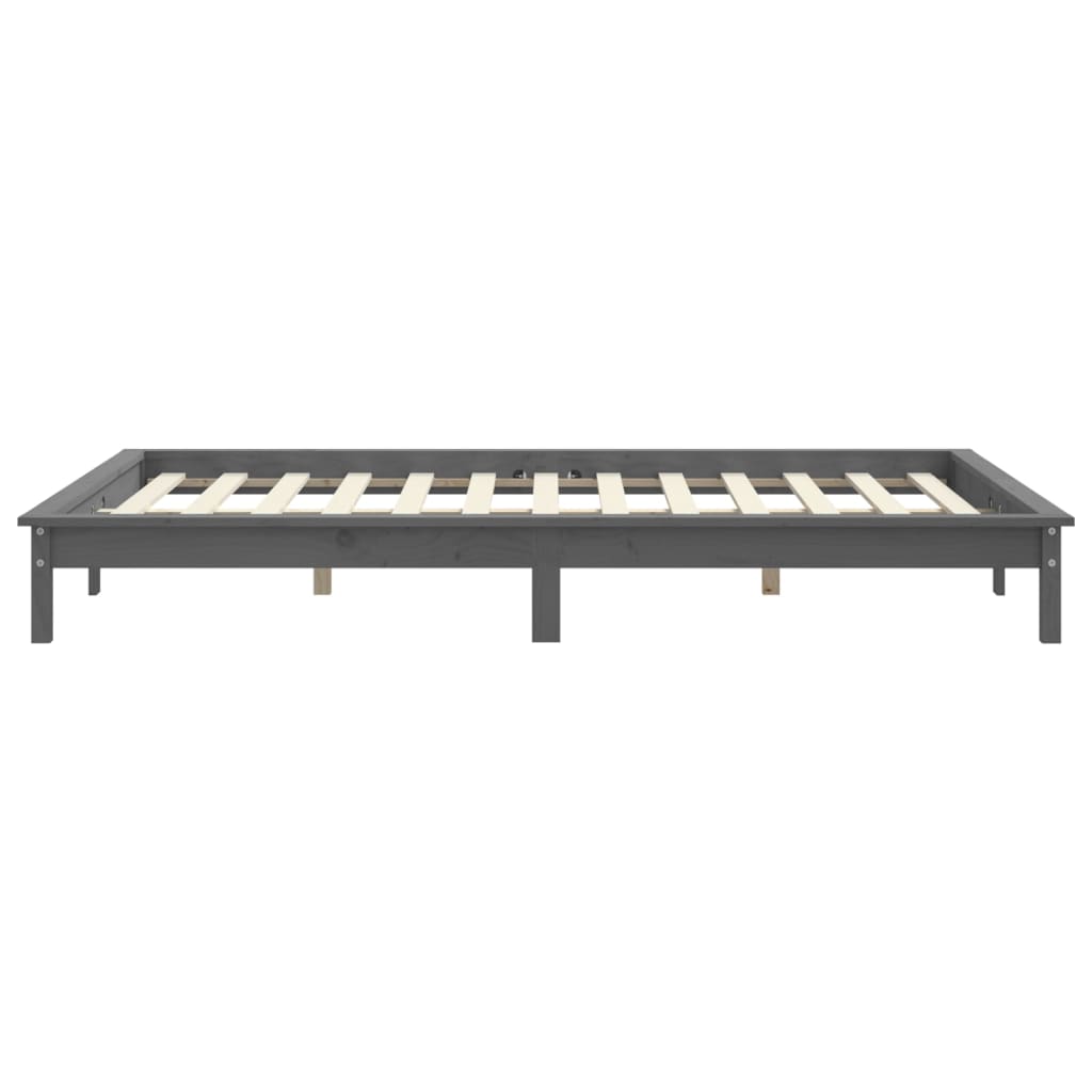 Okvir za krevet sivi 150x200 cm od masivne borovine bračni