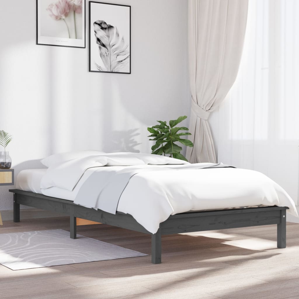 Okvir za krevet sivi od borovine 90 x 190 cm jednokrevetni
