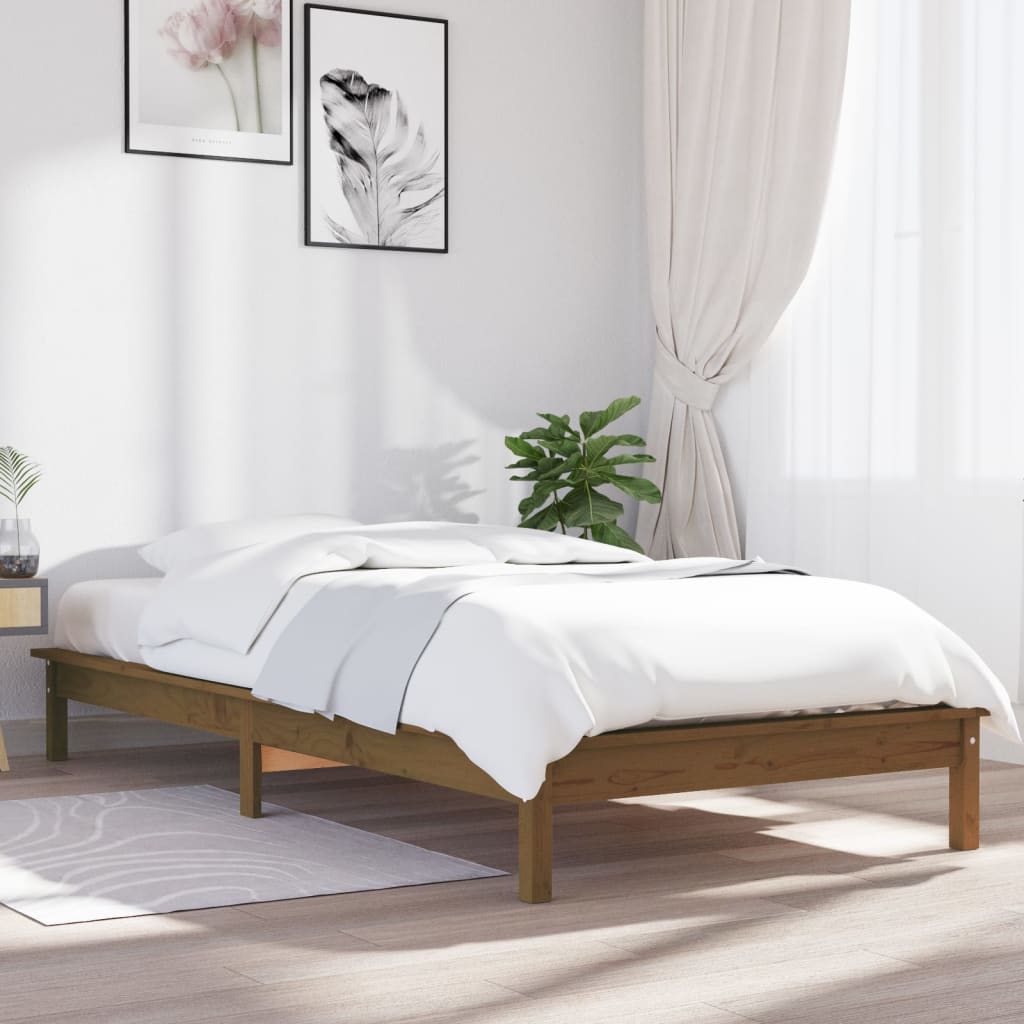 Okvir za krevet boja meda od borovine 90 x 190 cm mali