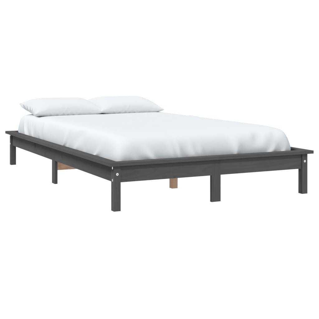 Okvir za krevet sivi 140x190 cm od masivnog drva