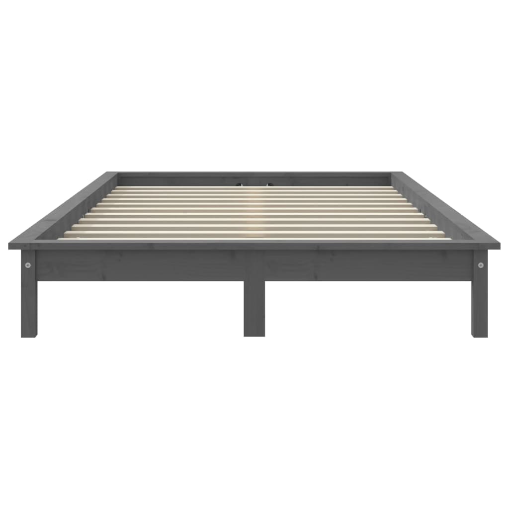 Okvir za krevet sivi 140x190 cm od masivnog drva