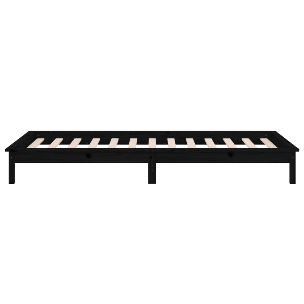 LED okvir za krevet crni 100 x 200 cm od masivnog drva