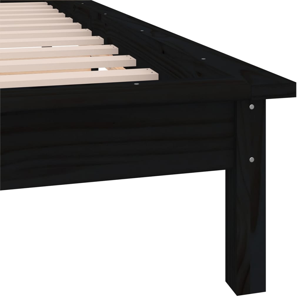 LED okvir za krevet crni 100 x 200 cm od masivnog drva