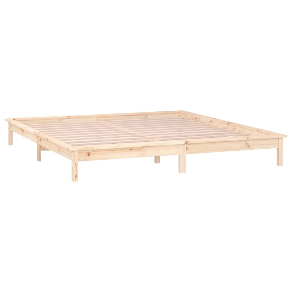 LED Okvir za krevet 140 x 200 cm od masivnog drva