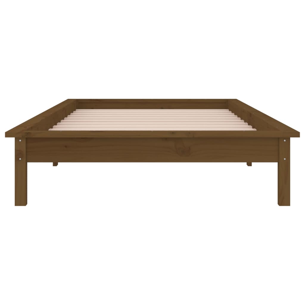 LED okvir kreveta boja meda 75 x 190 cm mali od masivnog drva