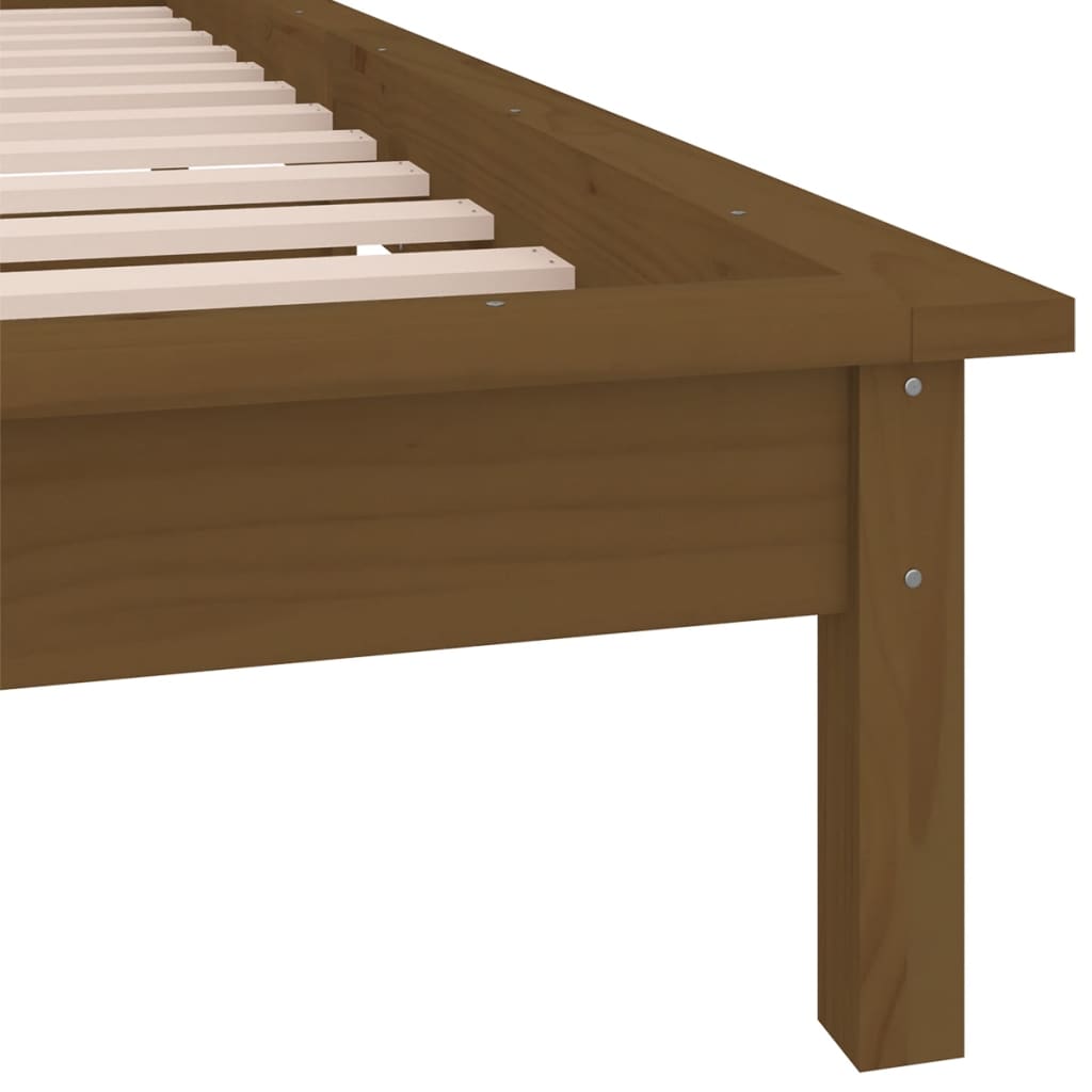 LED okvir kreveta boja meda 75 x 190 cm mali od masivnog drva