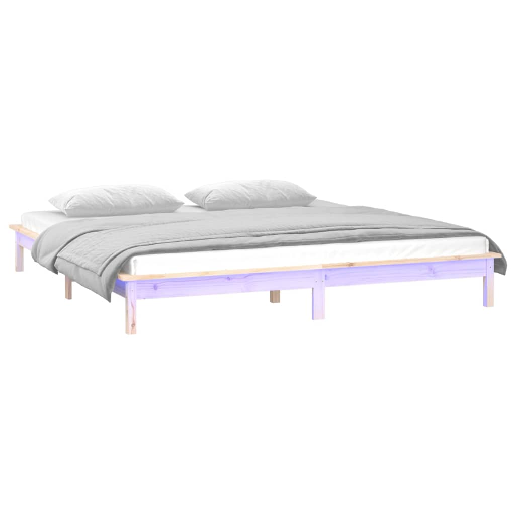 LED okvir kreveta 120 x 190 cm mali bračni od masivnog drva