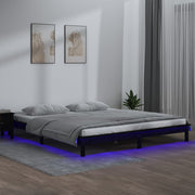 LED okvir kreveta crni 120x190 cm mali bračni od masivnog drva