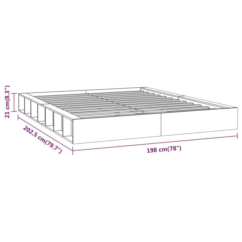 Okvir za krevet bijeli 180x200 cm bračni od masivnog drva