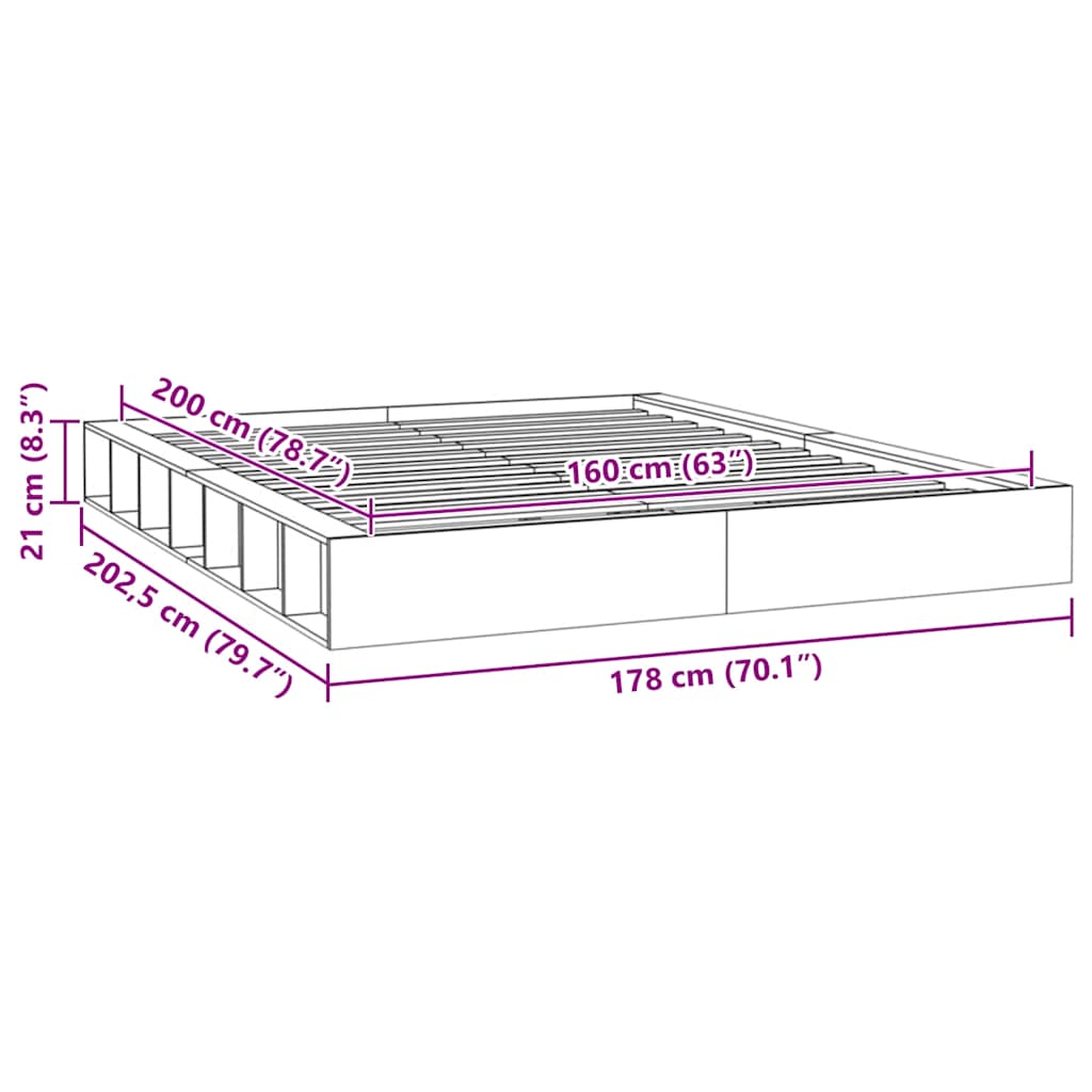 Okvir za krevet 160x200 cm od masivne borovine