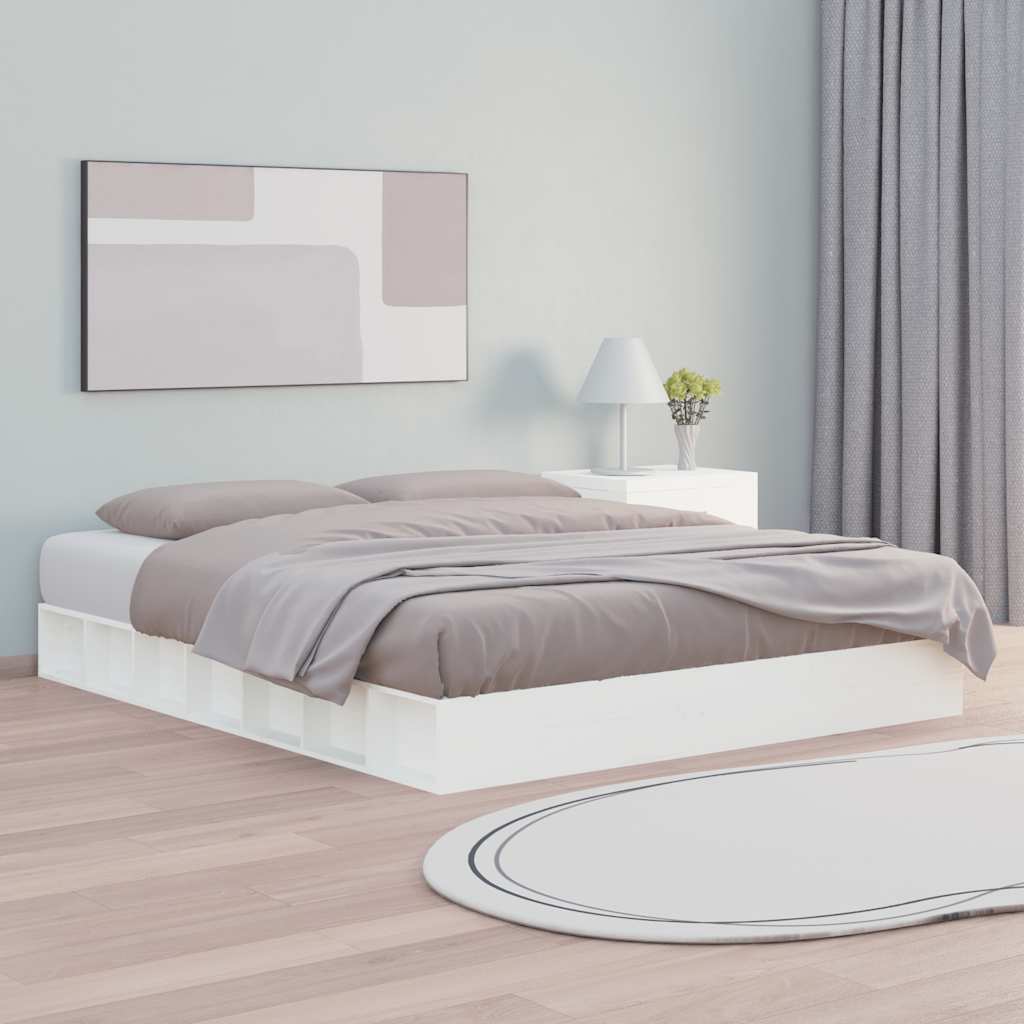 Okvir za krevet bijeli 160x200 cm od masivne borovine