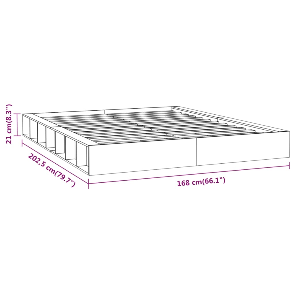 Okvir za krevet od masivnog drva bijeli 150 x 200 cm veliki