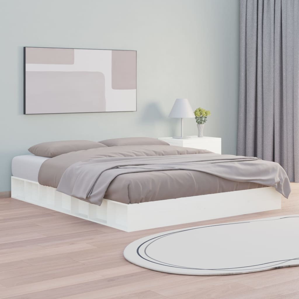 Okvir za krevet bijeli 140 x 200 cm od masivnog drva