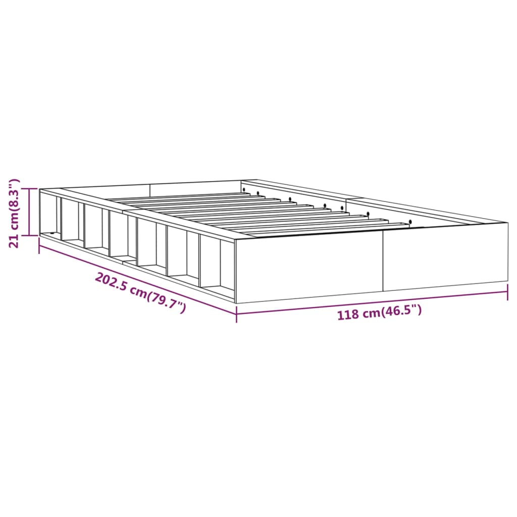 Okvir za krevet bijeli 100 x 200 cm od masivnog drva