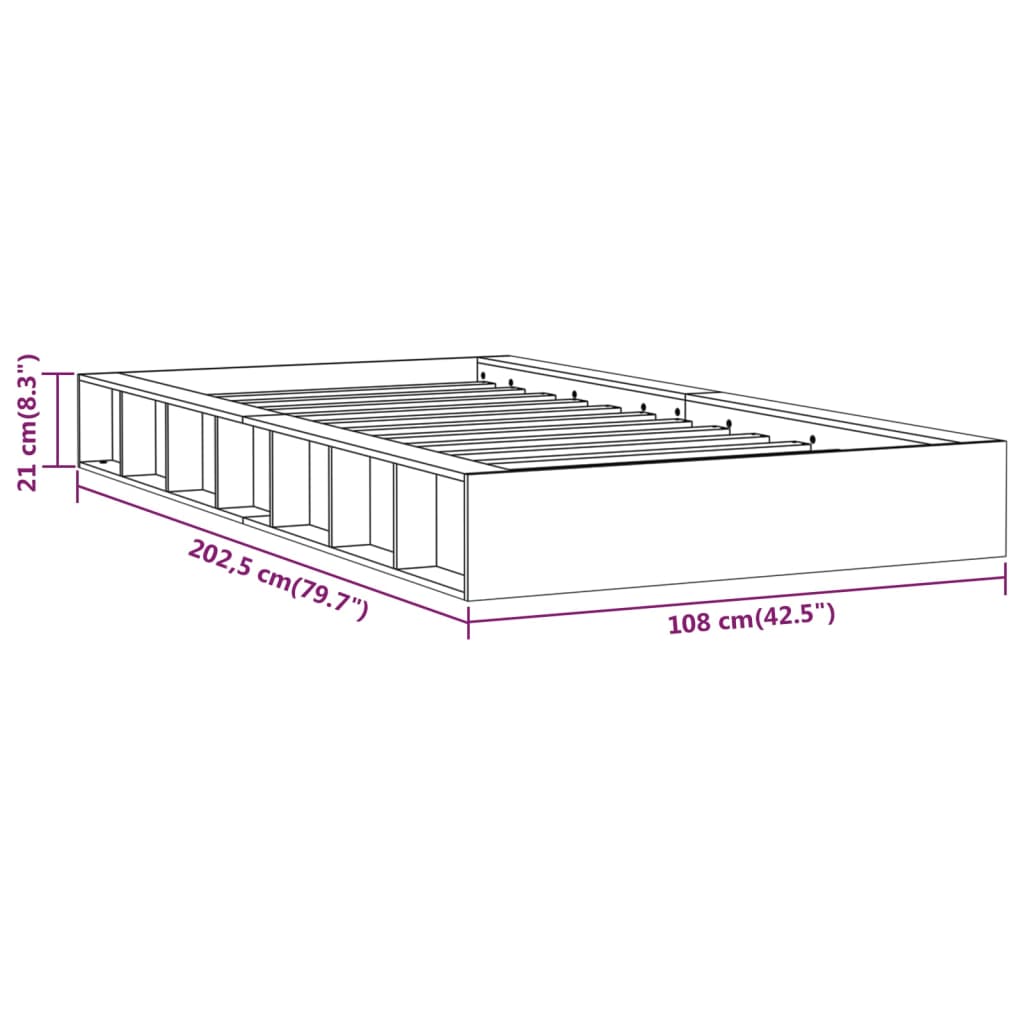 Okvir za krevet bijeli 90x200 cm od masivne borovine
